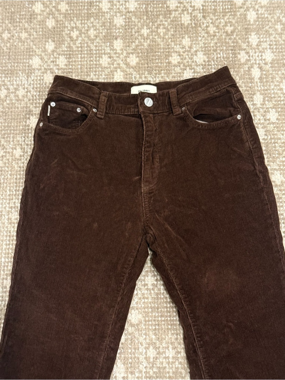 DL1961 Brown Corduroy Waistband Detail Pants